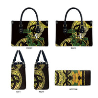 Yellow New Zealand Kowhai And Piwakawaka Leather Bag Maori Ngaru Paua Shell LT14 - Polynesian Pride
