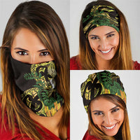 Yellow New Zealand Kowhai And Piwakawaka Neck Gaiter Maori Ngaru Paua Shell LT14 - Polynesian Pride