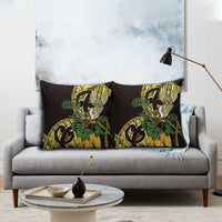 Yellow New Zealand Kowhai And Piwakawaka Pillow Cover Maori Ngaru Paua Shell LT14 - Polynesian Pride