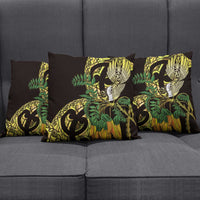 Yellow New Zealand Kowhai And Piwakawaka Pillow Cover Maori Ngaru Paua Shell LT14 - Polynesian Pride