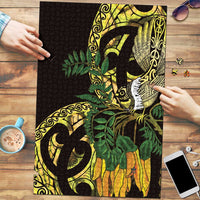 Yellow New Zealand Kowhai And Piwakawaka Puzzle Maori Ngaru Paua Shell LT14 Yellow - Polynesian Pride