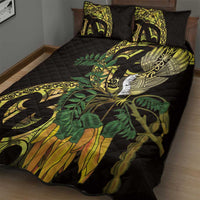 Yellow New Zealand Kowhai And Piwakawaka Quilt Bed Set Maori Ngaru Paua Shell LT14 - Polynesian Pride