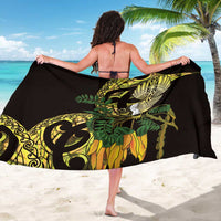 Yellow New Zealand Kowhai And Piwakawaka Sarong Maori Ngaru Paua Shell LT14 - Polynesian Pride