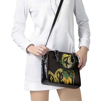 Yellow New Zealand Kowhai And Piwakawaka Shoulder Handbag Maori Ngaru Paua Shell LT14 - Polynesian Pride