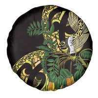 Yellow New Zealand Kowhai And Piwakawaka Spare Tire Cover Maori Ngaru Paua Shell LT14 - Polynesian Pride