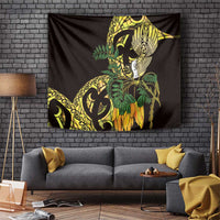Yellow New Zealand Kowhai And Piwakawaka Tapestry Maori Ngaru Paua Shell LT14 Yellow - Polynesian Pride