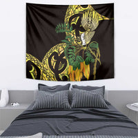 Yellow New Zealand Kowhai And Piwakawaka Tapestry Maori Ngaru Paua Shell LT14 - Polynesian Pride