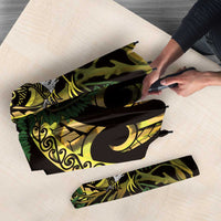 Yellow New Zealand Kowhai And Piwakawaka Umbrella Maori Ngaru Paua Shell LT14 - Polynesian Pride