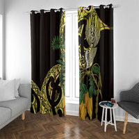 Yellow New Zealand Kowhai And Piwakawaka Window Curtain Maori Ngaru Paua Shell LT14 With Grommets Yellow - Polynesian Pride