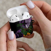 Purple New Zealand Kowhai And Piwakawaka AirPods Case Maori Ngaru Paua Shell LT14 - Polynesian Pride