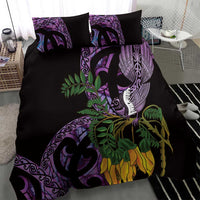 Purple New Zealand Kowhai And Piwakawaka Bedding Set Maori Ngaru Paua Shell LT14 - Polynesian Pride