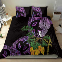 Purple New Zealand Kowhai And Piwakawaka Bedding Set Maori Ngaru Paua Shell LT14 - Polynesian Pride