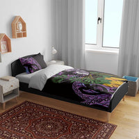 Purple New Zealand Kowhai And Piwakawaka Bedding Set Maori Ngaru Paua Shell LT14 - Polynesian Pride