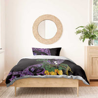 Purple New Zealand Kowhai And Piwakawaka Bedding Set Maori Ngaru Paua Shell LT14 - Polynesian Pride