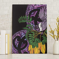 Purple New Zealand Kowhai And Piwakawaka Canvas Wall Art Maori Ngaru Paua Shell LT14 Without Frame Purple - Polynesian Pride