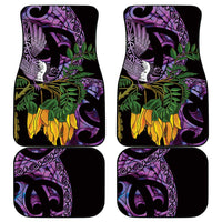 Purple New Zealand Kowhai And Piwakawaka Car Mats Maori Ngaru Paua Shell LT14 - Polynesian Pride