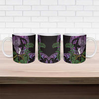 Purple New Zealand Kowhai And Piwakawaka Ceramic Mug Maori Ngaru Paua Shell LT14 - Polynesian Pride