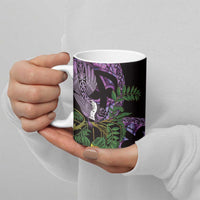 Purple New Zealand Kowhai And Piwakawaka Ceramic Mug Maori Ngaru Paua Shell LT14 - Polynesian Pride