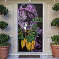 Purple New Zealand Kowhai And Piwakawaka Door Cover Maori Ngaru Paua Shell LT14 Purple - Polynesian Pride