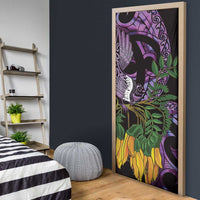 Purple New Zealand Kowhai And Piwakawaka Door Cover Maori Ngaru Paua Shell LT14 - Polynesian Pride