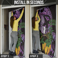 Purple New Zealand Kowhai And Piwakawaka Door Cover Maori Ngaru Paua Shell LT14 - Polynesian Pride
