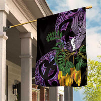 Purple New Zealand Kowhai And Piwakawaka Garden Flag Maori Ngaru Paua Shell LT14 House Flag Purple - Polynesian Pride