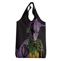 Purple New Zealand Kowhai And Piwakawaka Grocery Bag Maori Ngaru Paua Shell LT14 - Polynesian Pride