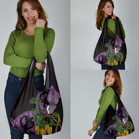 Purple New Zealand Kowhai And Piwakawaka Grocery Bag Maori Ngaru Paua Shell LT14 - Polynesian Pride