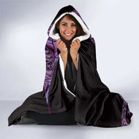 Purple New Zealand Kowhai And Piwakawaka Hooded Blanket Maori Ngaru Paua Shell LT14 - Polynesian Pride