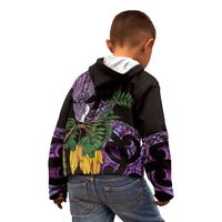 Purple New Zealand Kowhai And Piwakawaka Kid Hoodie Maori Ngaru Paua Shell LT14 - Polynesian Pride