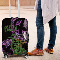 Purple New Zealand Kowhai And Piwakawaka Luggage Cover Maori Ngaru Paua Shell LT14 Purple - Polynesian Pride
