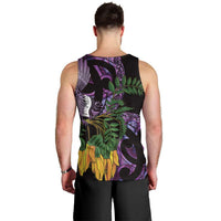 Purple New Zealand Kowhai And Piwakawaka Men Tank Top Maori Ngaru Paua Shell LT14 - Polynesian Pride
