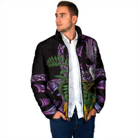 Purple New Zealand Kowhai And Piwakawaka Padded Jacket Maori Ngaru Paua Shell LT14 - Polynesian Pride