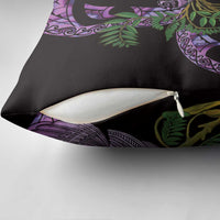 Purple New Zealand Kowhai And Piwakawaka Pillow Cover Maori Ngaru Paua Shell LT14 - Polynesian Pride