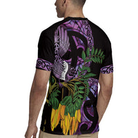 Purple New Zealand Kowhai And Piwakawaka Rugby Jersey Maori Ngaru Paua Shell LT14 - Polynesian Pride
