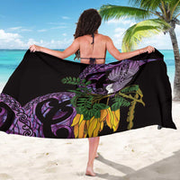 Purple New Zealand Kowhai And Piwakawaka Sarong Maori Ngaru Paua Shell LT14 - Polynesian Pride