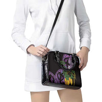 Purple New Zealand Kowhai And Piwakawaka Shoulder Handbag Maori Ngaru Paua Shell LT14 - Polynesian Pride