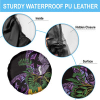 Purple New Zealand Kowhai And Piwakawaka Spare Tire Cover Maori Ngaru Paua Shell LT14 - Polynesian Pride