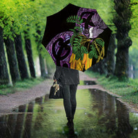 Purple New Zealand Kowhai And Piwakawaka Umbrella Maori Ngaru Paua Shell LT14 - Polynesian Pride
