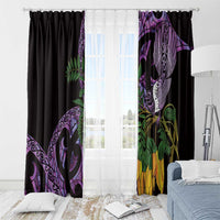 Purple New Zealand Kowhai And Piwakawaka Window Curtain Maori Ngaru Paua Shell LT14 - Polynesian Pride