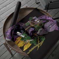 Purple New Zealand Kowhai And Piwakawaka Wrapping Paper Maori Ngaru Paua Shell LT14 - Polynesian Pride