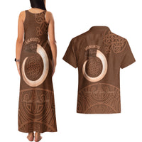 Vanuatu Indipendens Dei Couples Matching Tank Maxi Dress and Hawaiian Shirt Yumi Sand Drawing Turtle Mix Lapita LT14 - Polynesian Pride