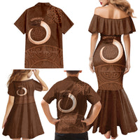 Vanuatu Indipendens Dei Family Matching Mermaid Dress and Hawaiian Shirt Yumi Sand Drawing Turtle Mix Lapita LT14 - Polynesian Pride