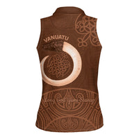 Vanuatu Indipendens Dei Women Sleeveless Polo Shirt Yumi Sand Drawing Turtle Mix Lapita LT14 - Polynesian Pride
