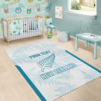Custom New Zealand Silver Fern Football Area Rug Come On All White
