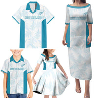 Custom New Zealand Silver Fern Football Family Matching Puletasi and Hawaiian Shirt Come On All White