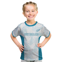 Custom New Zealand Silver Fern Football Kid T Shirt Come On All White LT14 White - Polynesian Pride