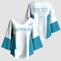 Custom New Zealand Silver Fern Football Kimono Sleeve Blouse Come On All White LT14 - Polynesian Pride
