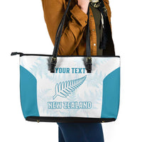 Custom New Zealand Silver Fern Football Leather Tote Bag Come On All White LT14 - Polynesian Pride