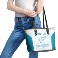 Custom New Zealand Silver Fern Football Leather Tote Bag Come On All White LT14 - Polynesian Pride